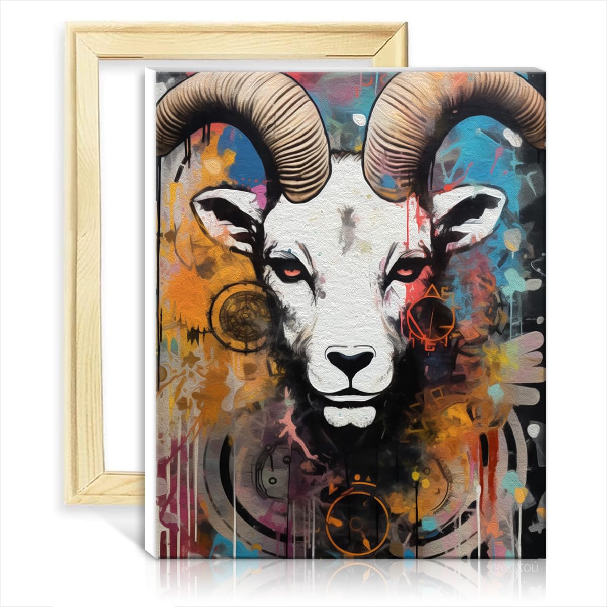 TANGFEIY Paint by Numbers Graffiti Goat Canvas Painting Adults Acrylic Oil Painting Paintwork with Paintbrushes for Parent-Child Time No Frame(30x40cm)