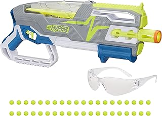 Hasbro Nerf Hyper Siege-50 Pump-Action Blaster, 40 Nerf Hyper Rounds, Eyewear, Up to 110 FPS Velocity, Easy Reload, Holds Up to 50 Rounds