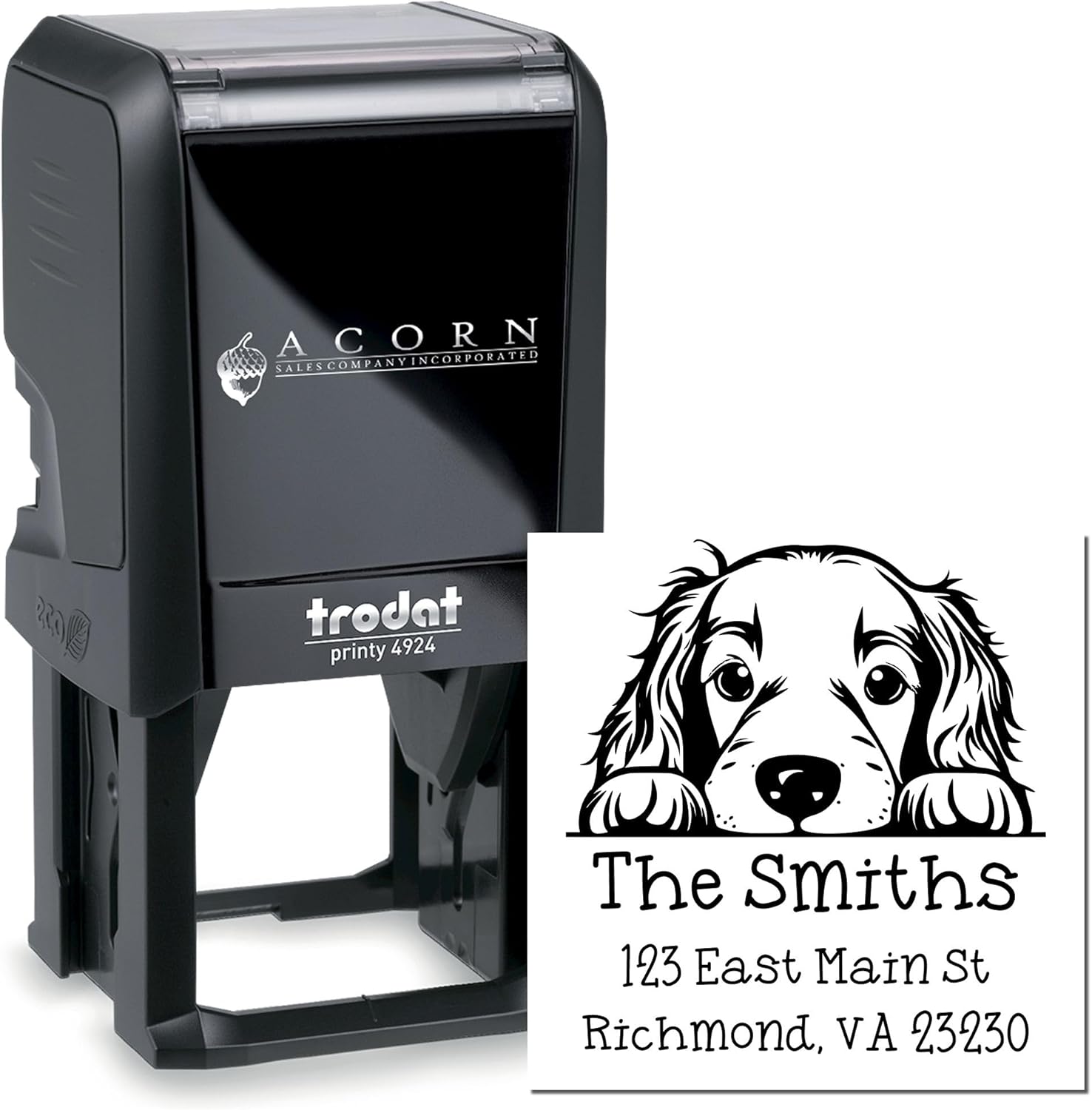 Self-Inking Name and Address Stamp with Irish Setter Puppy Dog Design, Irish Setter Stamp, Convenient and Efficient Address Labeling, Available in 11 Vibrant Ink Colors, Perfect Size 1-5/8