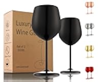 Stainless Steel Wine Glasses Set of 2, 18 oz Unbreakable Black Wine Glass Unique Metal Wine Goblets for Outdoor Capming and Pool Gift for Wine Lovers
