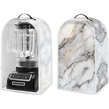 Grey Marble Blender Appliance Transparent PVC Cover with Top Handle Kitchen Countertop Stand Mix Blender Dust Cover
