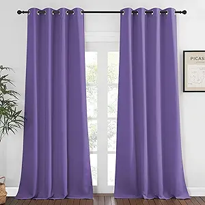 NICETOWN Blackout Room Darkening Window Curtain - Thermal Insulated Solid Grommet Blackout Patio Door Curtain/Drape for Living Room (Lilac Purple, 1 Panel, 52 by 95-inch)