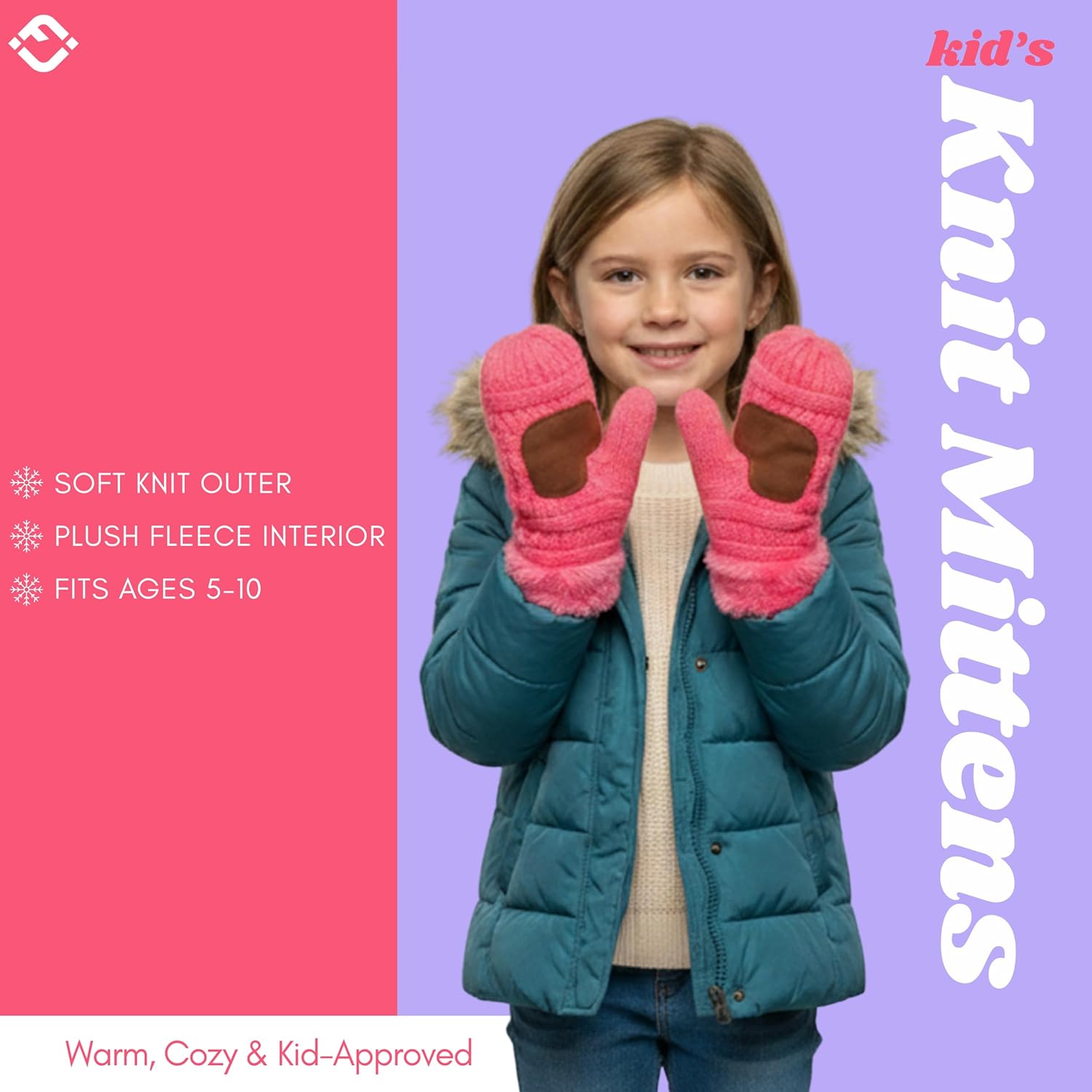 Funky Junque Kids Mittens – Thermal Knit Fleece Lined Winter Gloves for Boys & Girls Ages 5–7, Soft Cozy Cold Weather Wear - Image 4