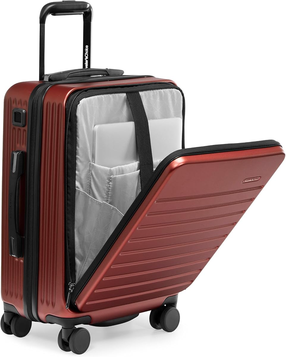 Mykel Dual Opening Polycarbonate Hardside Suitcase with Sleeve and Ergonomic Handle