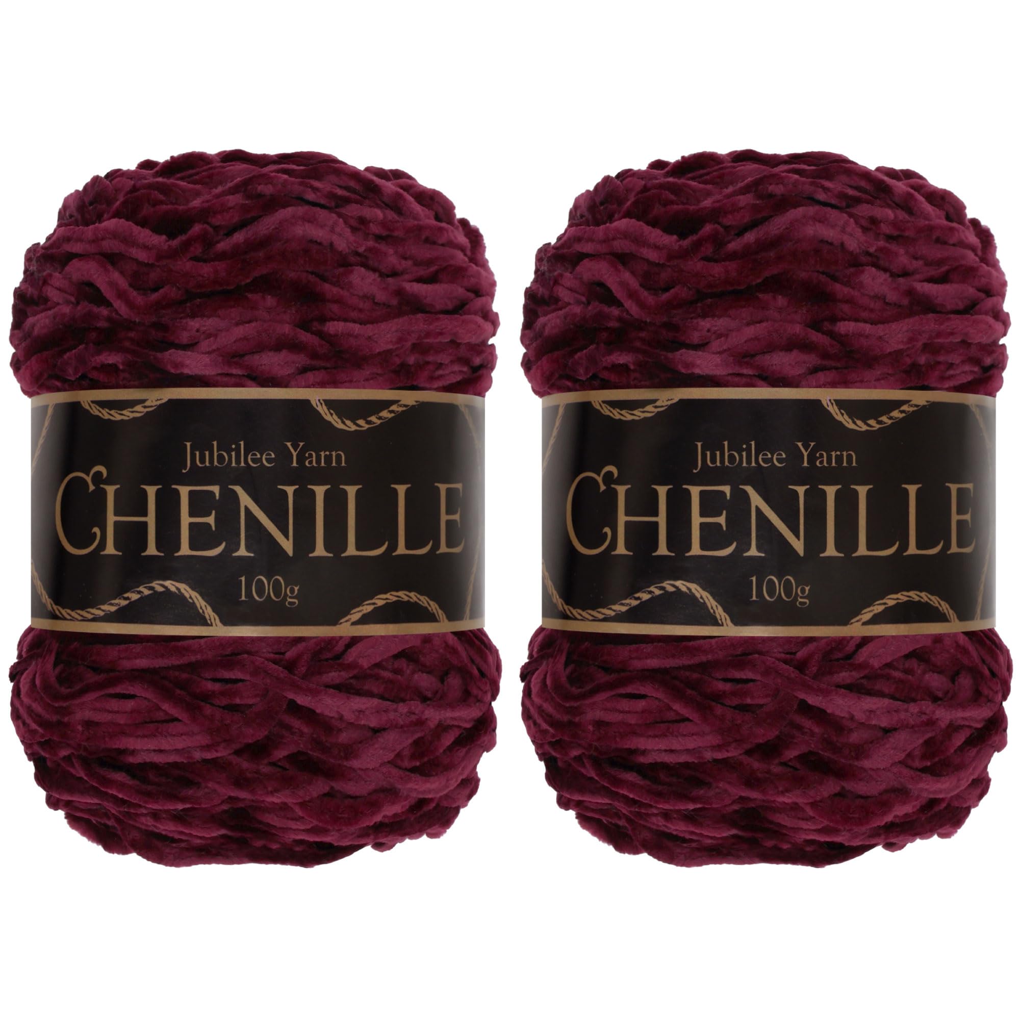 JubileeYarn Chenille Yarn - Worsted Weight - 100g/cake - Scarlet - 2 Cakes, 017 Scarlet