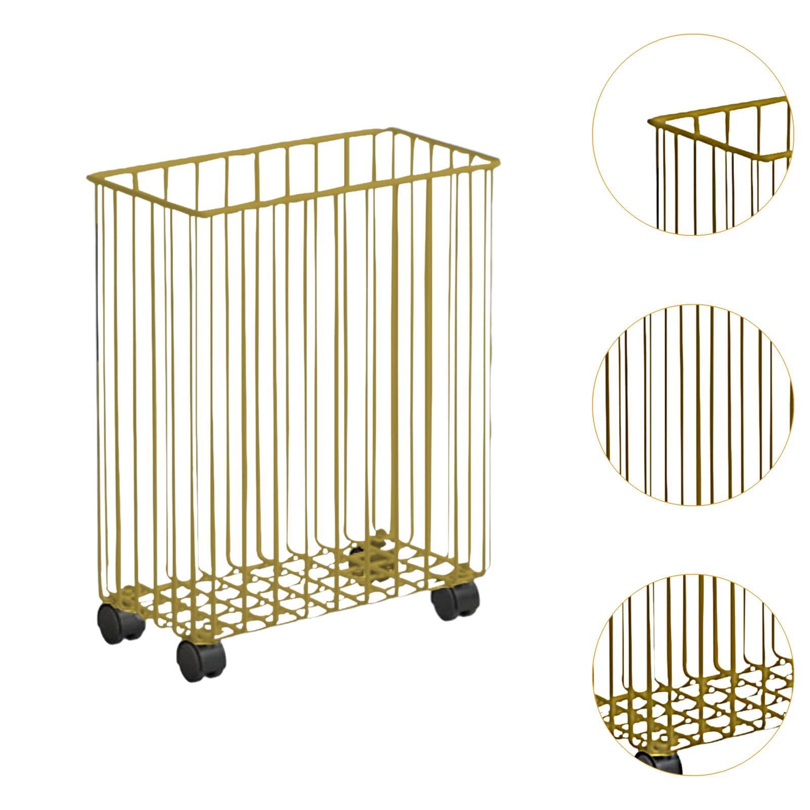Rollbarer Wäschekorb, Aufbewahrungsbox für Yogamatten, Kuscheltier Organizer, Multifunktions Wäschekorb mit Rollen für Yogablöcke, Gold
