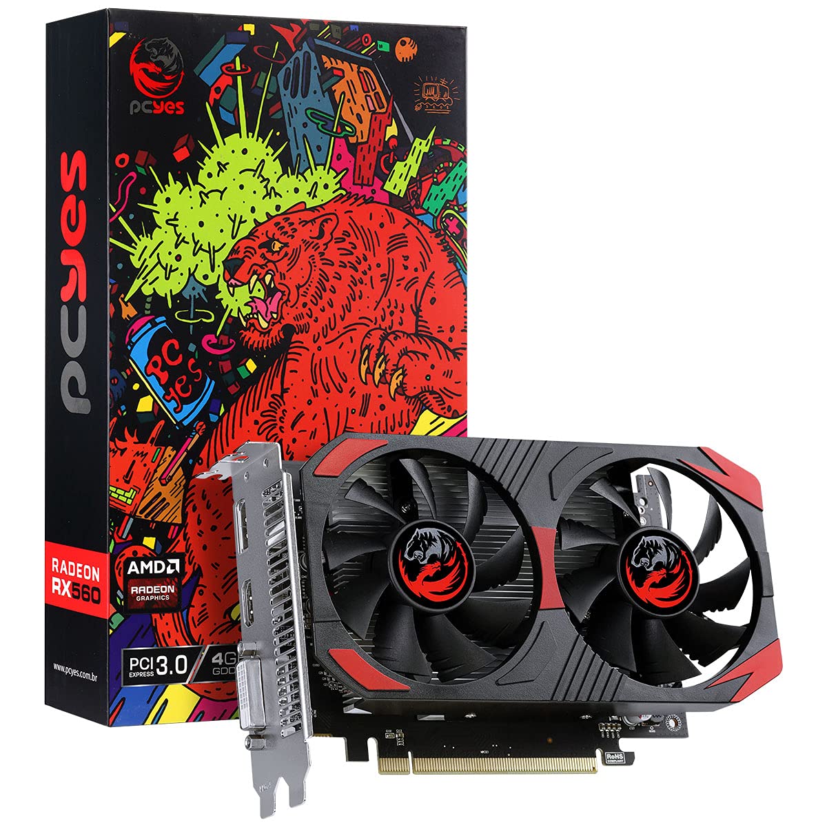 PCYES PLACA DE VIDEO AMD RADEON RX 560 4GB GDDR5 128 BITS