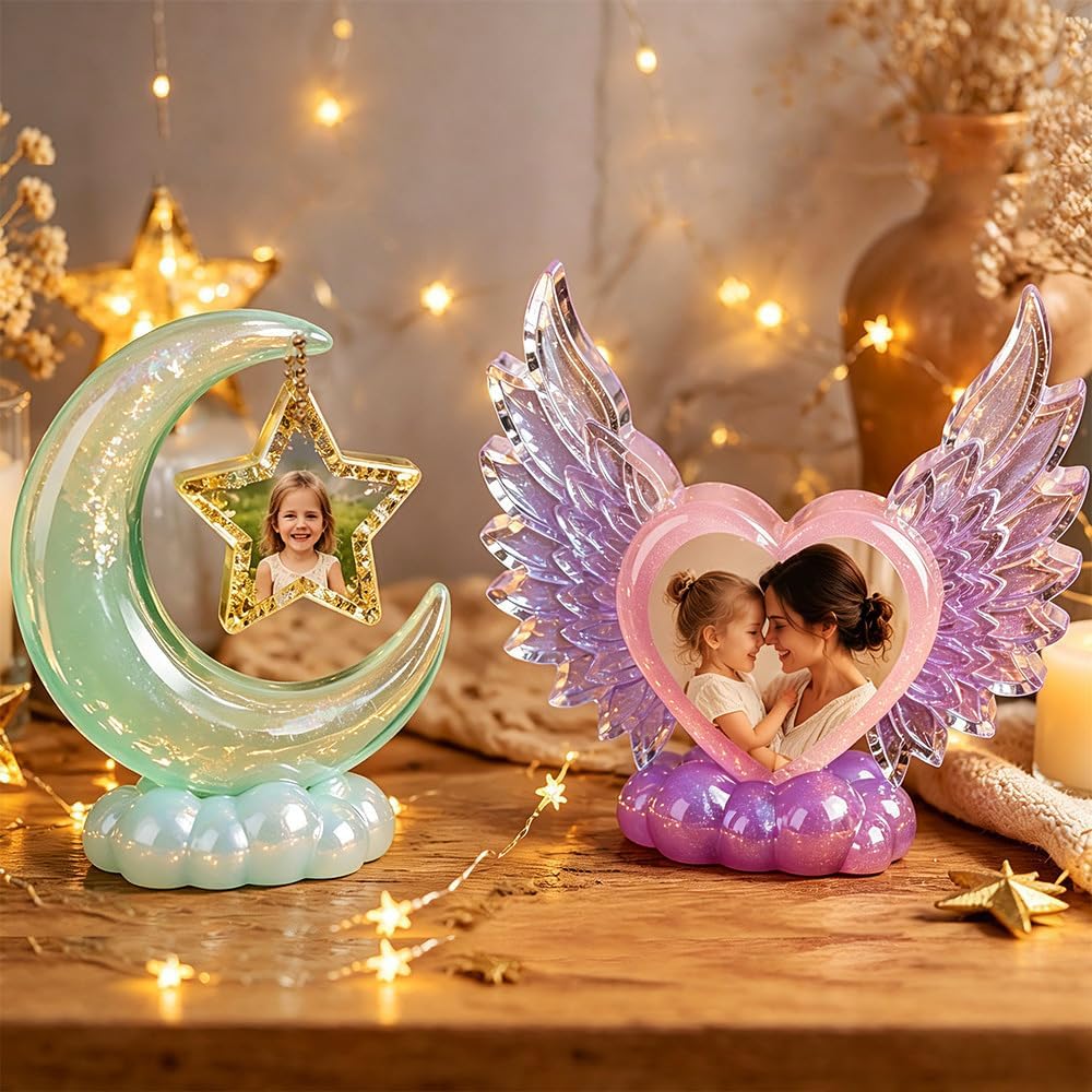 Picture Frame Resin Molds 2pcs Featuring Moons, Stars, Angel Wings Molds