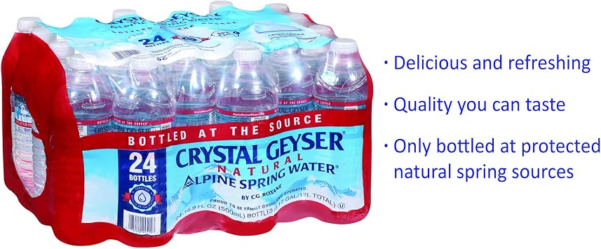 Crystal Geyser Since 1977 Geyser, 24514CT, Alpine Spring Water, 16.9 oz Bottle, 24 Bottles in Case, Sold As 3 Case, Total 72 Bottles