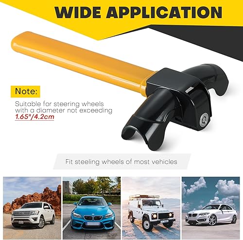 Miniatura 6 de Cerradura universal para volante de automóvil, cerradura antirrobo para volante con 2 llaves, cerradura de seguridad para camión, furgoneta, SUV