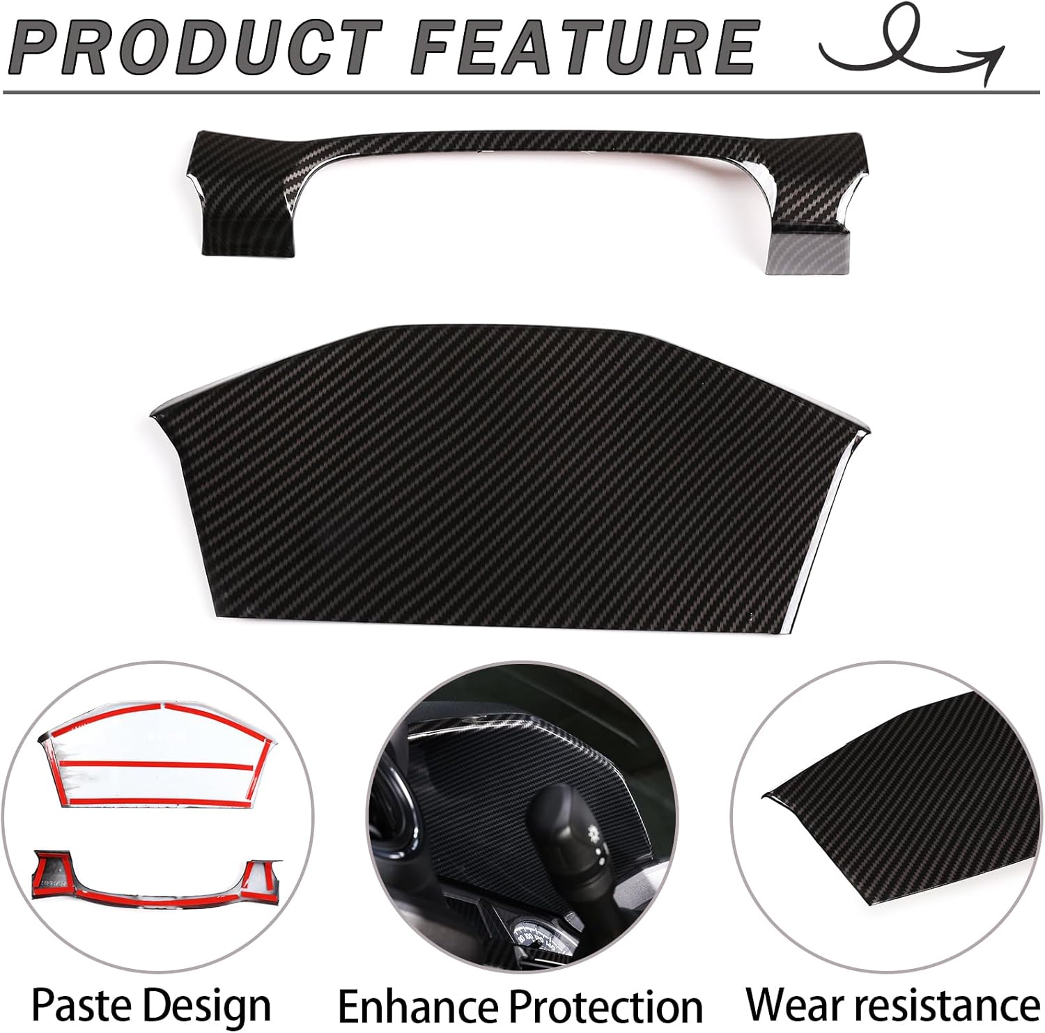 Lcojicep Dash Board Instrument Panel Dial Trim Cover Frame Compatible with Tacoma 2016-2022 Car Dashboard Trim Frame Dial Dashboard Moulding Stickers Decorative ABS Accessories (Carbon Fiber Grain)