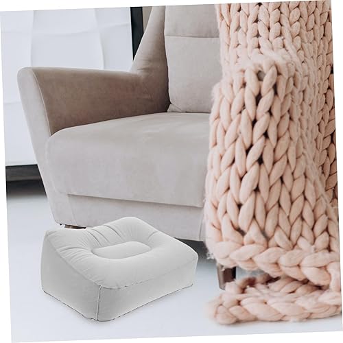 Miniatura 8 de Almohada inflable para reposapiés, taburete de masaje de pies de PVC, cojín de relajación para viajes al aire libre, hogar, oficina, avión (gris)