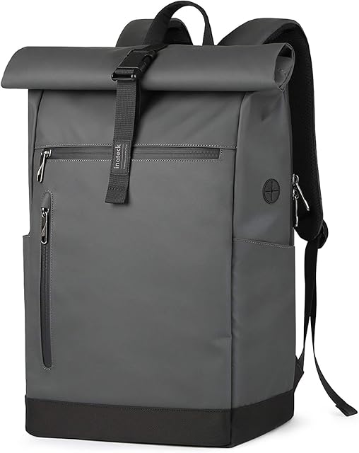 Inateck Laptop Backpack Womens Mens 17 Inch Splash-proof Antitheft Roll Top Rucksack for Cycling Business Travel with Headphone Port
