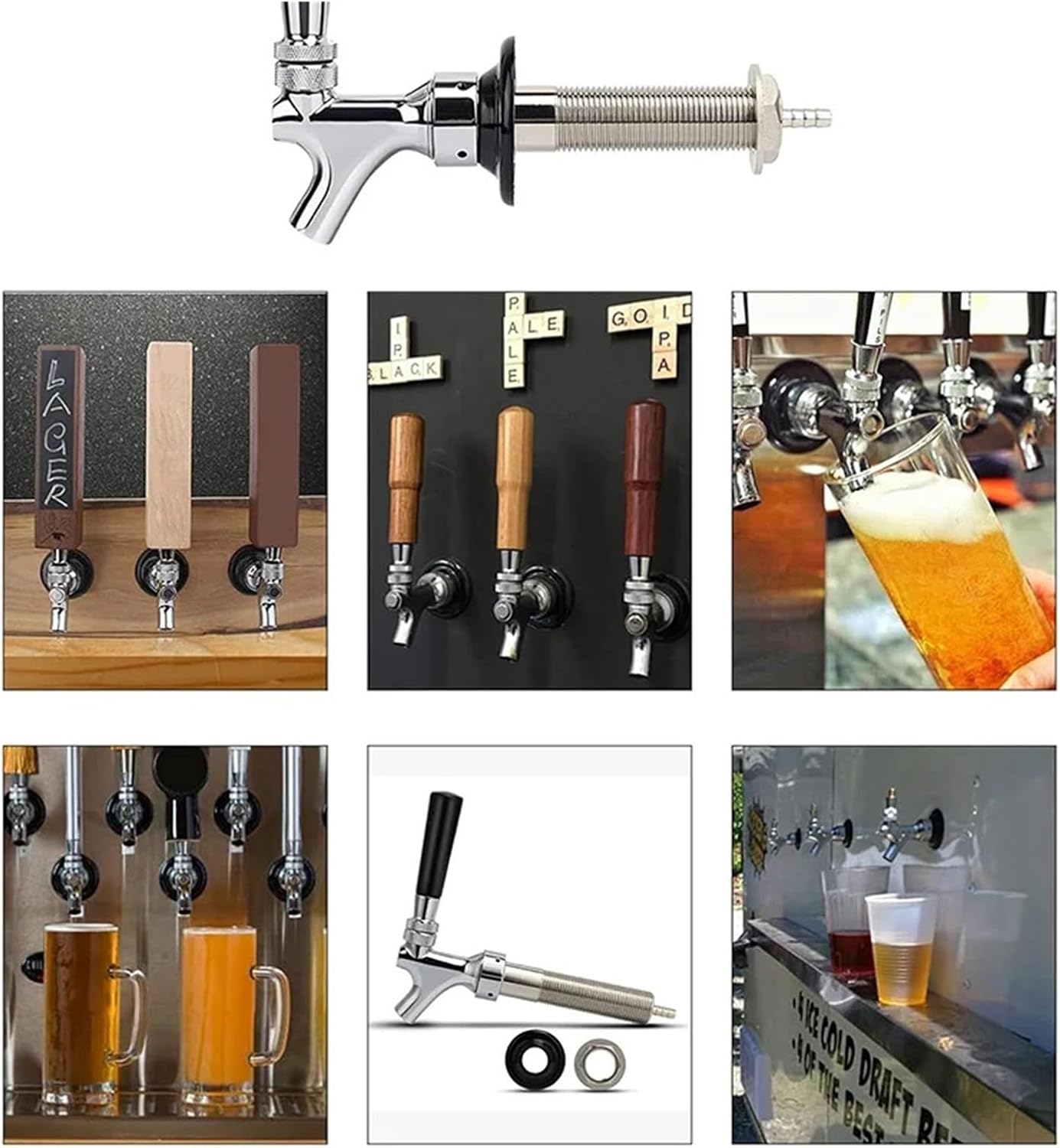 Brewing Accessories Upgraded 127mm Shank Draft Beer Tap Chrome Plated Beer Faucet 1/4 Barb Keg Faucet for Homebrew Kegerator Parts Brewing Accessories