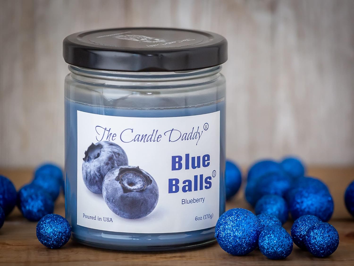Two Blue Balls - Blueberry Scented - 6 Ounce Jar Candle - 40 Hour Burn : Home & Kitchen