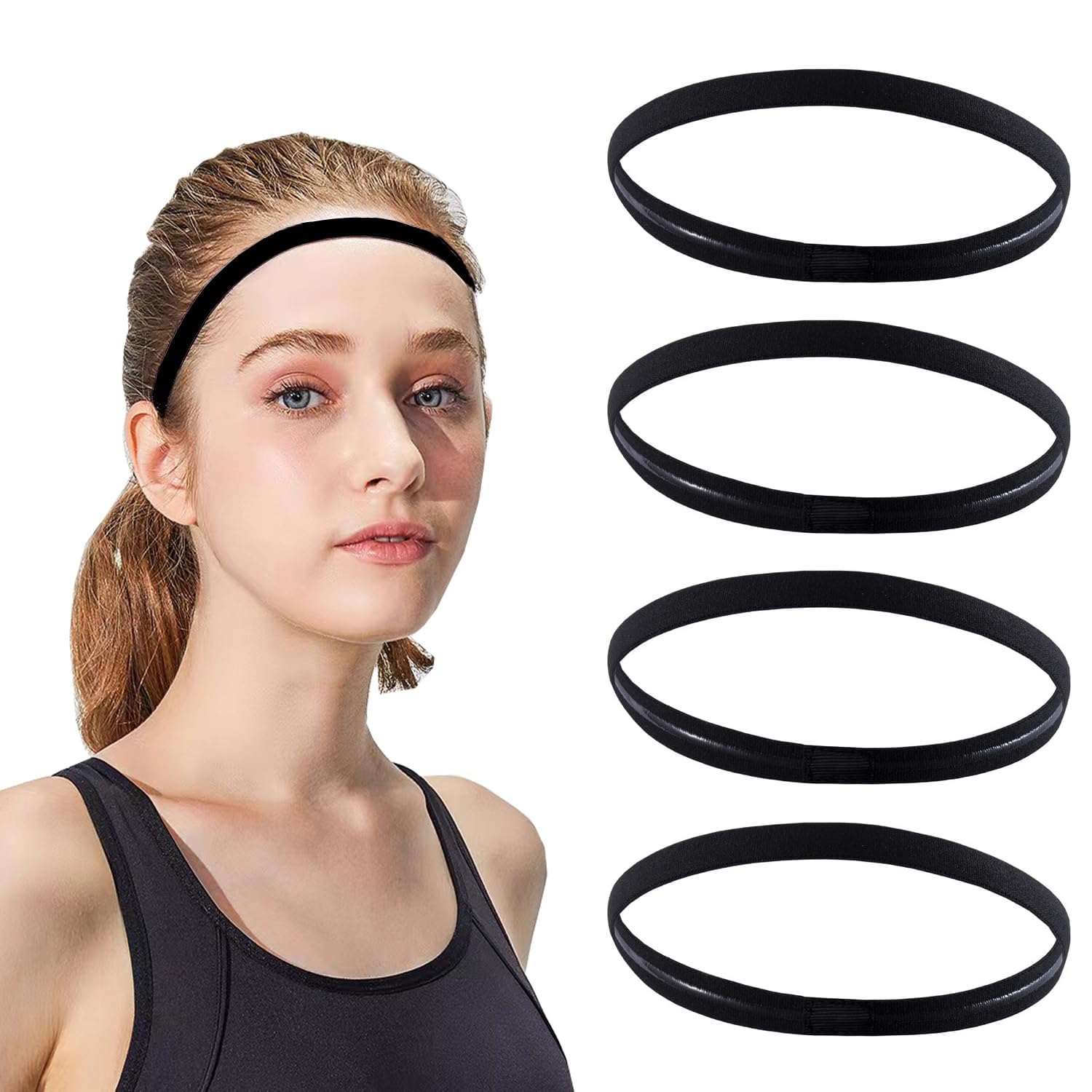 ADORNISH 4 Pieces Elastic Sports Headbands Thick Non-Slip Hair Bands for Women and Men (BLACK) (B0CY5GQ2NL) Amazon Price History, Amazon Price Tracker
