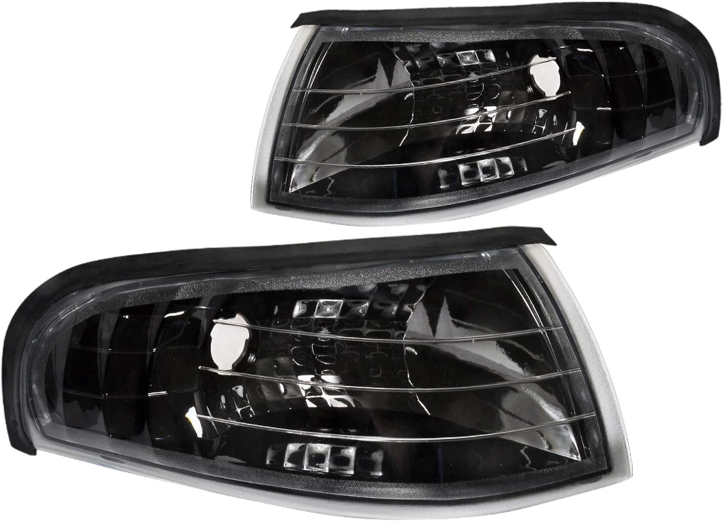 Spec-D Tuning Black Housing Clear Lens Corner Lights for 1994-1998 Mustang Parking Signal Lamps Assembly Left + Right Pair