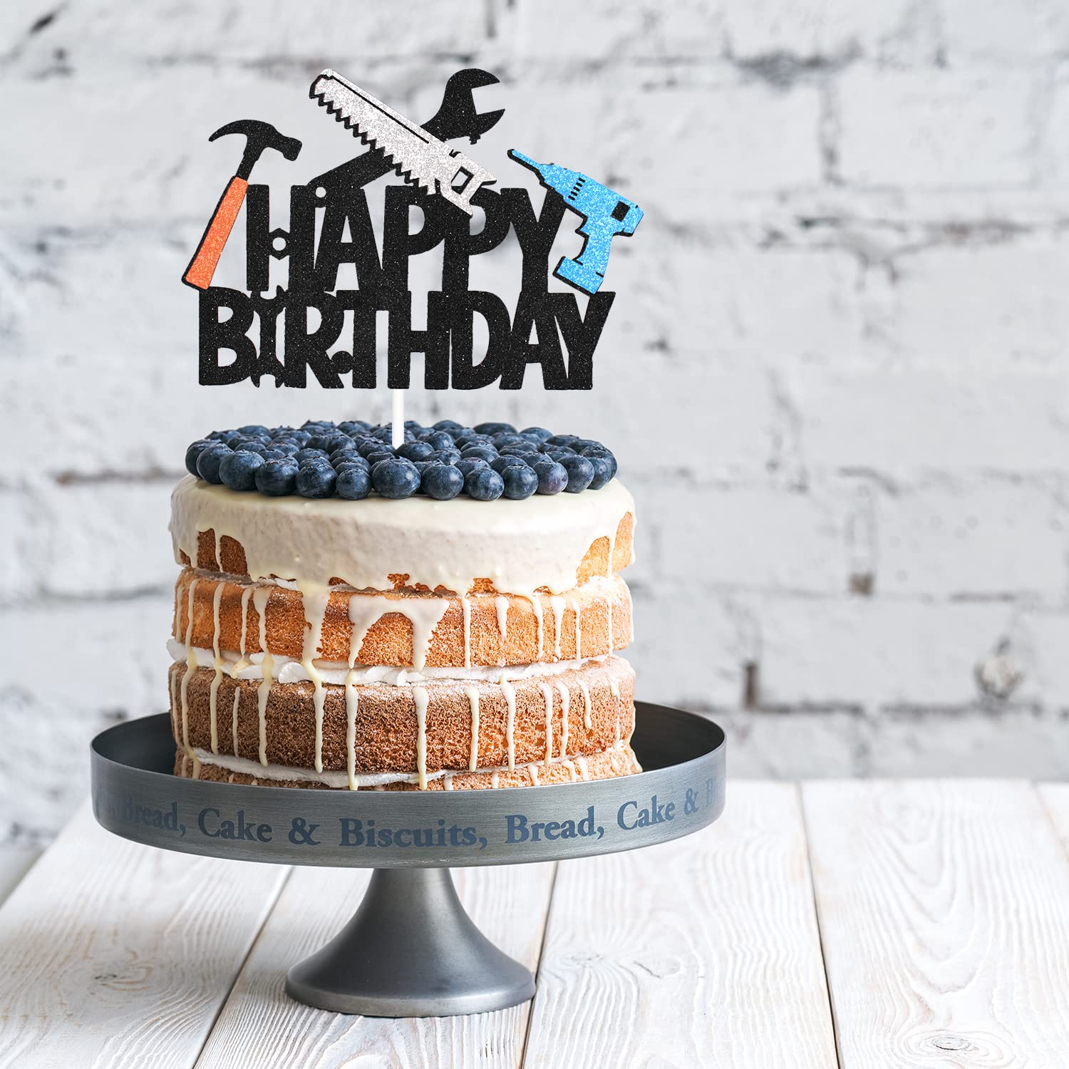 Happy Birthday Motorcycle Cake Topper Black Glitter, Motorcycle Cake Topper Black Glitter Decorations Sports Themed Man Boy Party Decorations