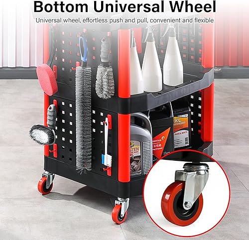 Miniatura 4 de Carros utilitarios rodantes de 3 niveles con ruedas, carrito de herramientas de detalles, carrito de herramientas de servicio resistente de 440