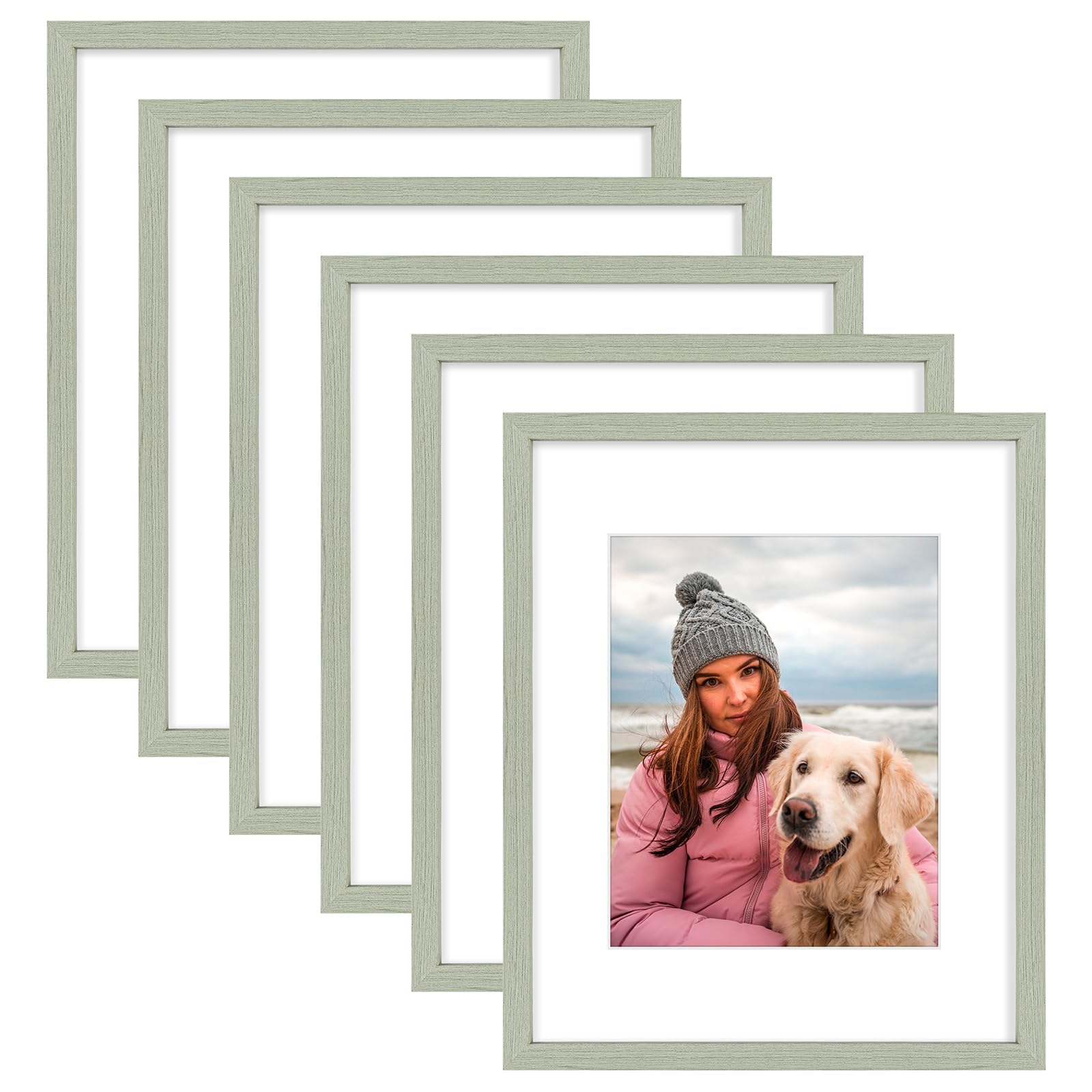 Cadre photo en bois composite gris et plexiglas haute transparence 40x50