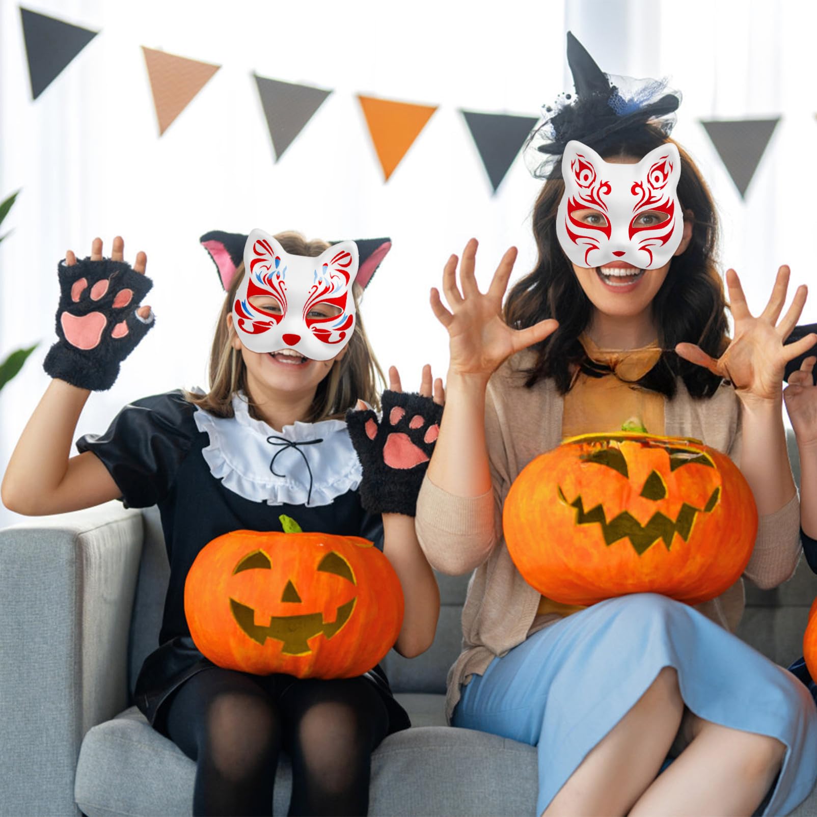Healeved 10 Pezzi Maschere Gatto Vuote in Maschera Costume Leggera per Decorabile per Halloween Cosplay e Feste Maschera Mascherata Personalizzabile