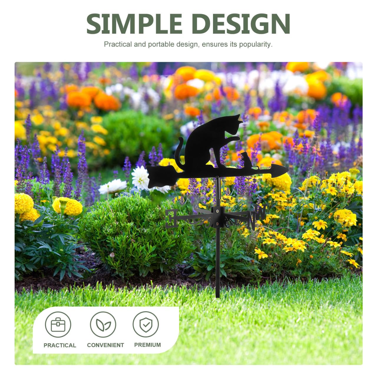 GANAZONO Girouette en Acier Inoxydable Jardin Girouette Chat Souris en Forme De Pieu Ornement Indicateur De Direction du Vent Outil pour Cour Patio Pelouse