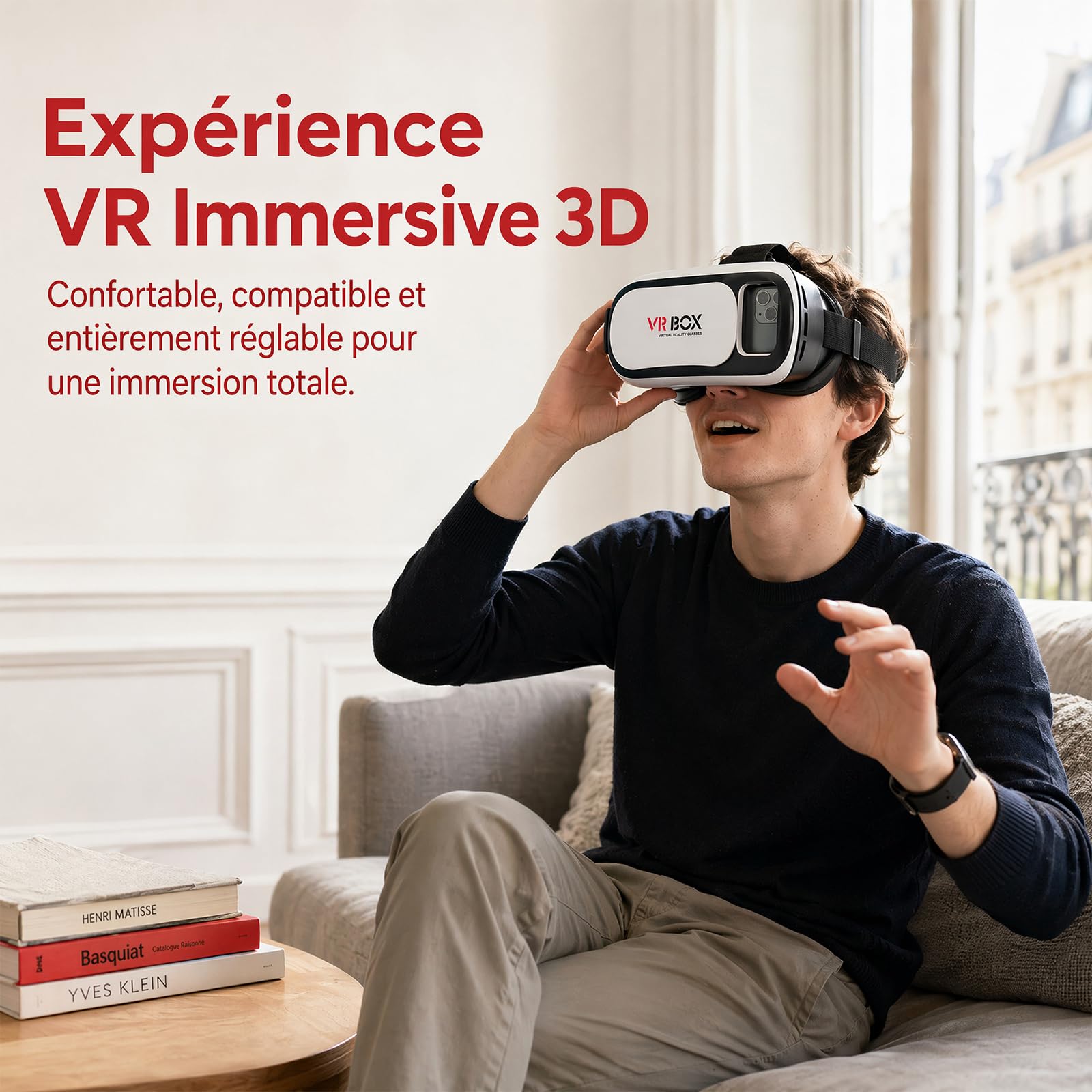 Casque de Réalité Virtuelle Intelligent Jeux Ordinateur Détente VR Box 2.0 Version VR Virtual Lunettes 3D + Bluetooth Télécommande