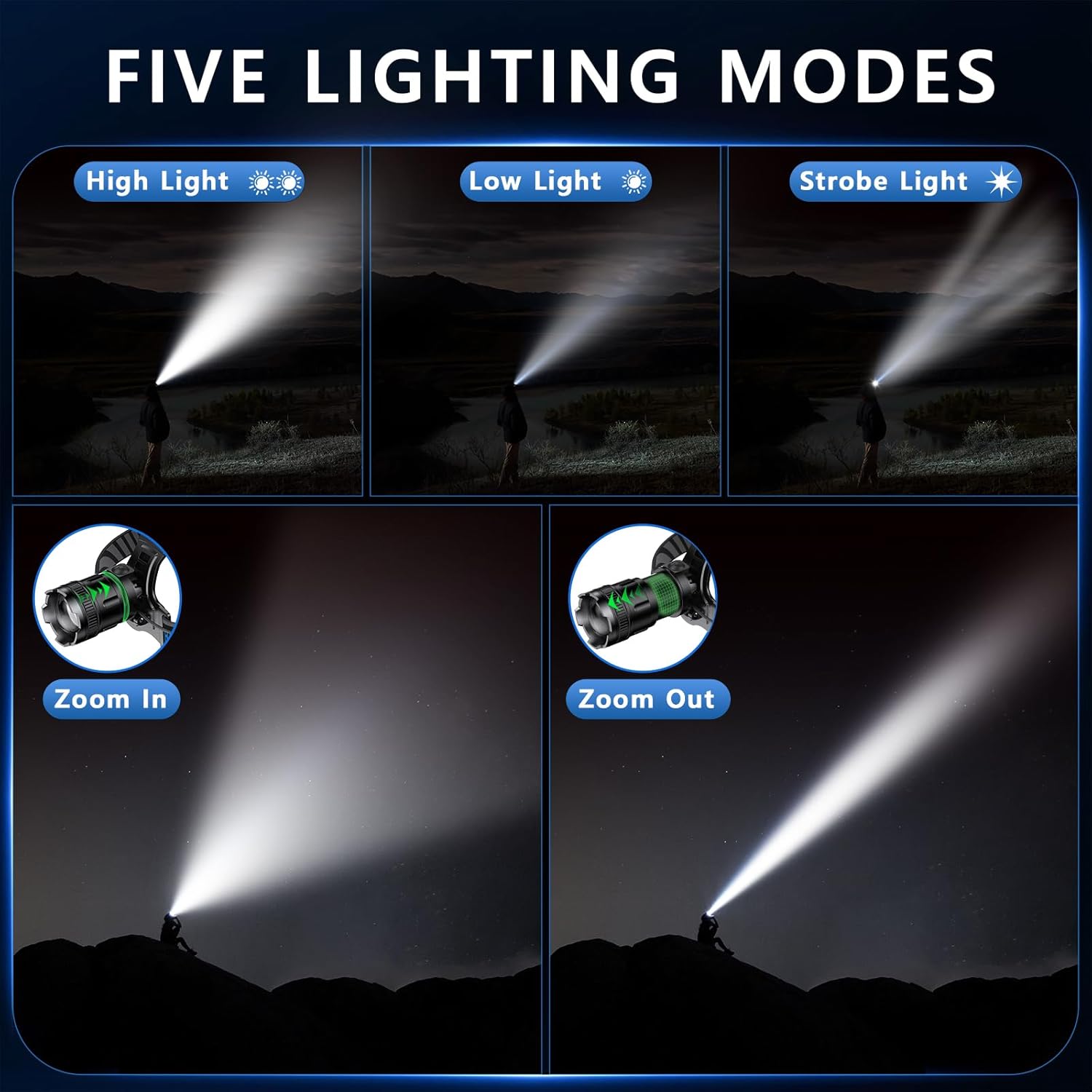 ADDplus Magnetic Rechargeable Flashlight & Super Bright Headlamp