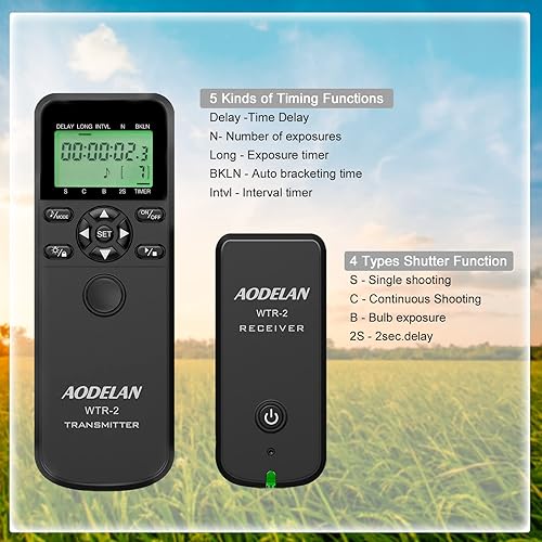 Miniatura 2 de Intervalómetro de obturador inalámbrico con control de temporizador con LCD y HDR para Nikon D750, D5300, D5600, D7200, D7500, Z6, Z7, Z9, D800,