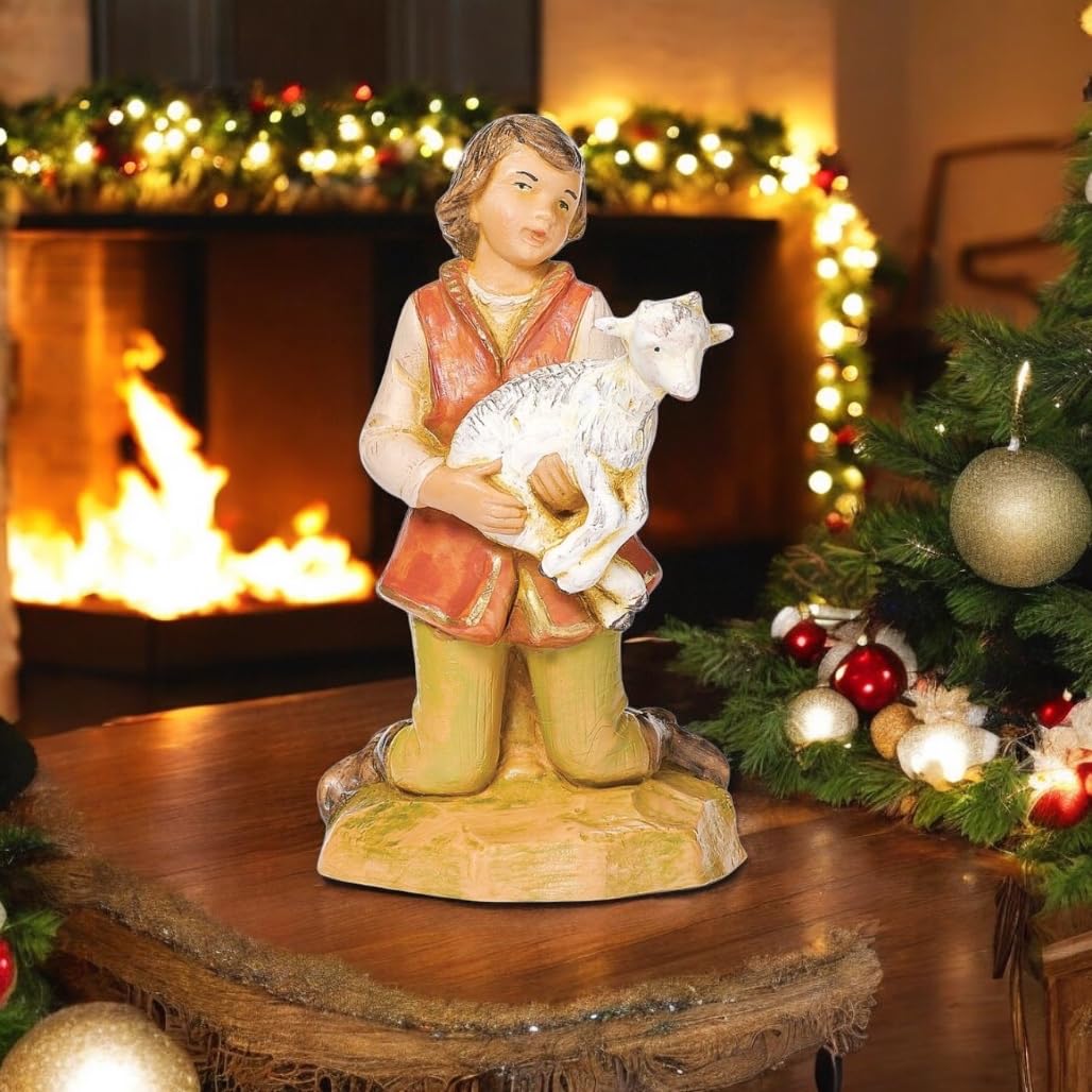 Amazon.com: Roman Kneeling Shepherd Boy with Lamb Figurine – Hand