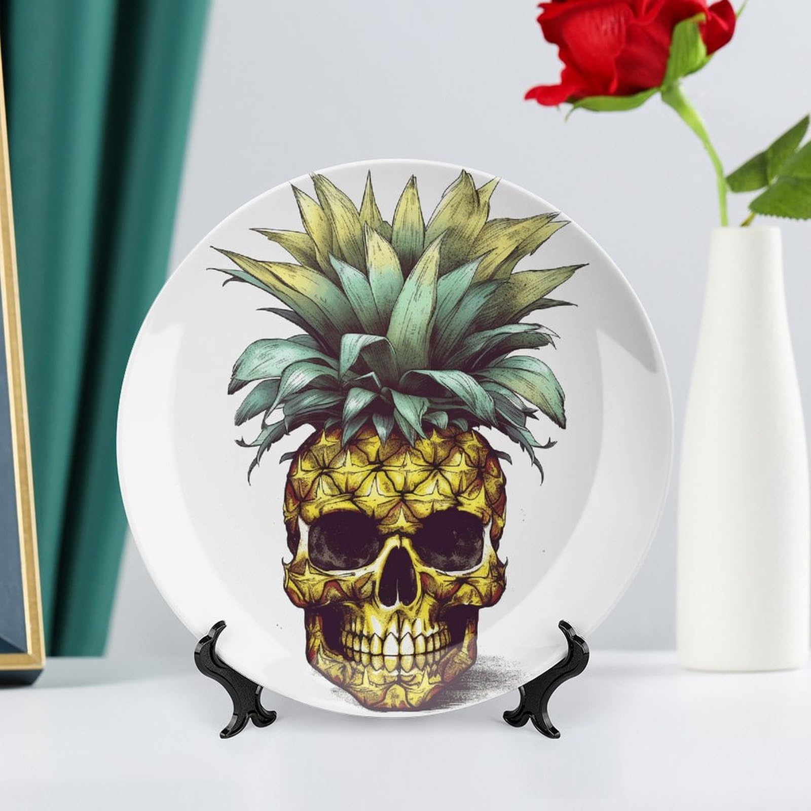 Amazon.com: BTCOWZRV Cool Skull Pineapple Ceramic Decorative Plate