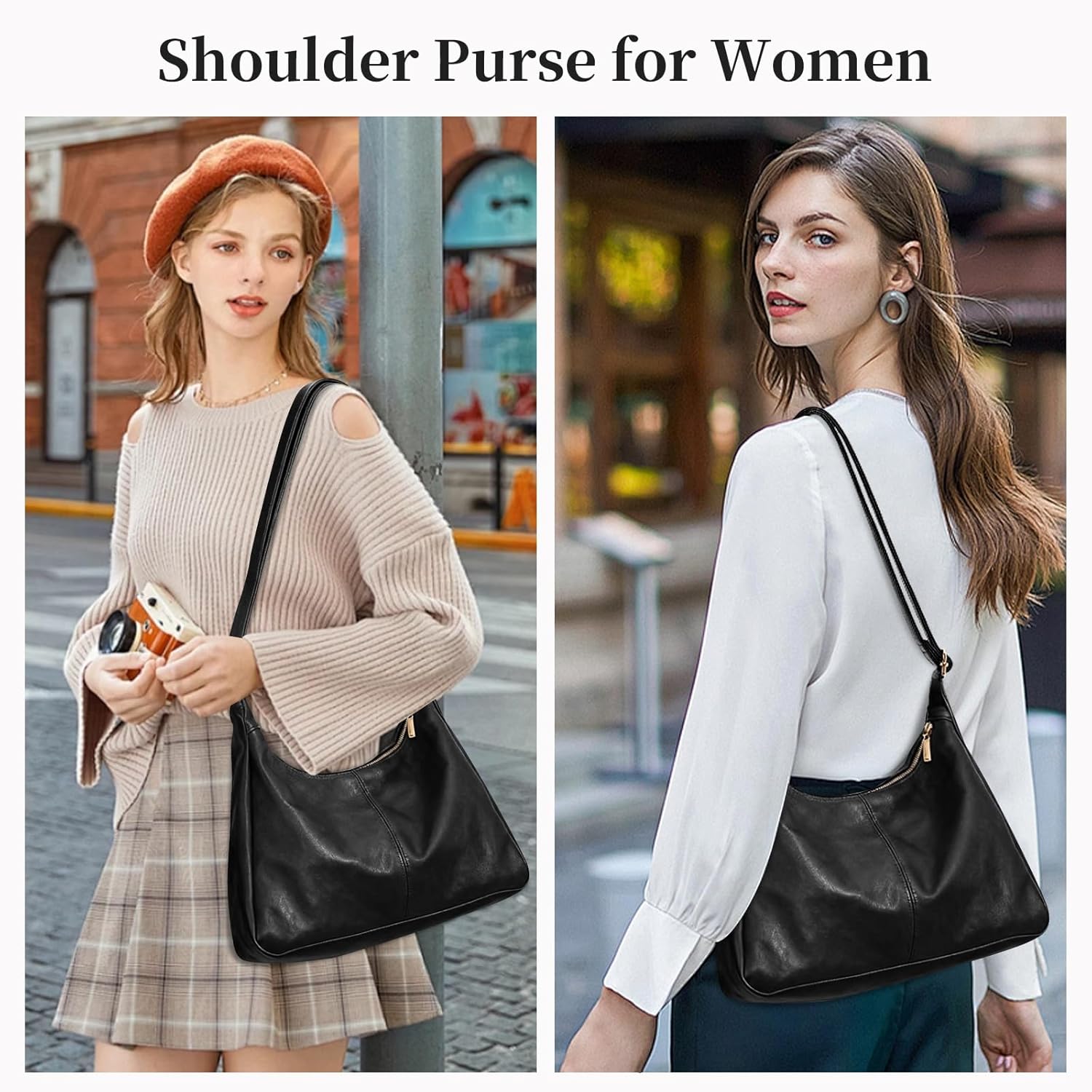 Hobo Bags for Women Cross Body Leather Purse Slouchy Shoulder Bag Vegan Leather Tote Bag Hobo Handbag Crossbody Purses - Image 2