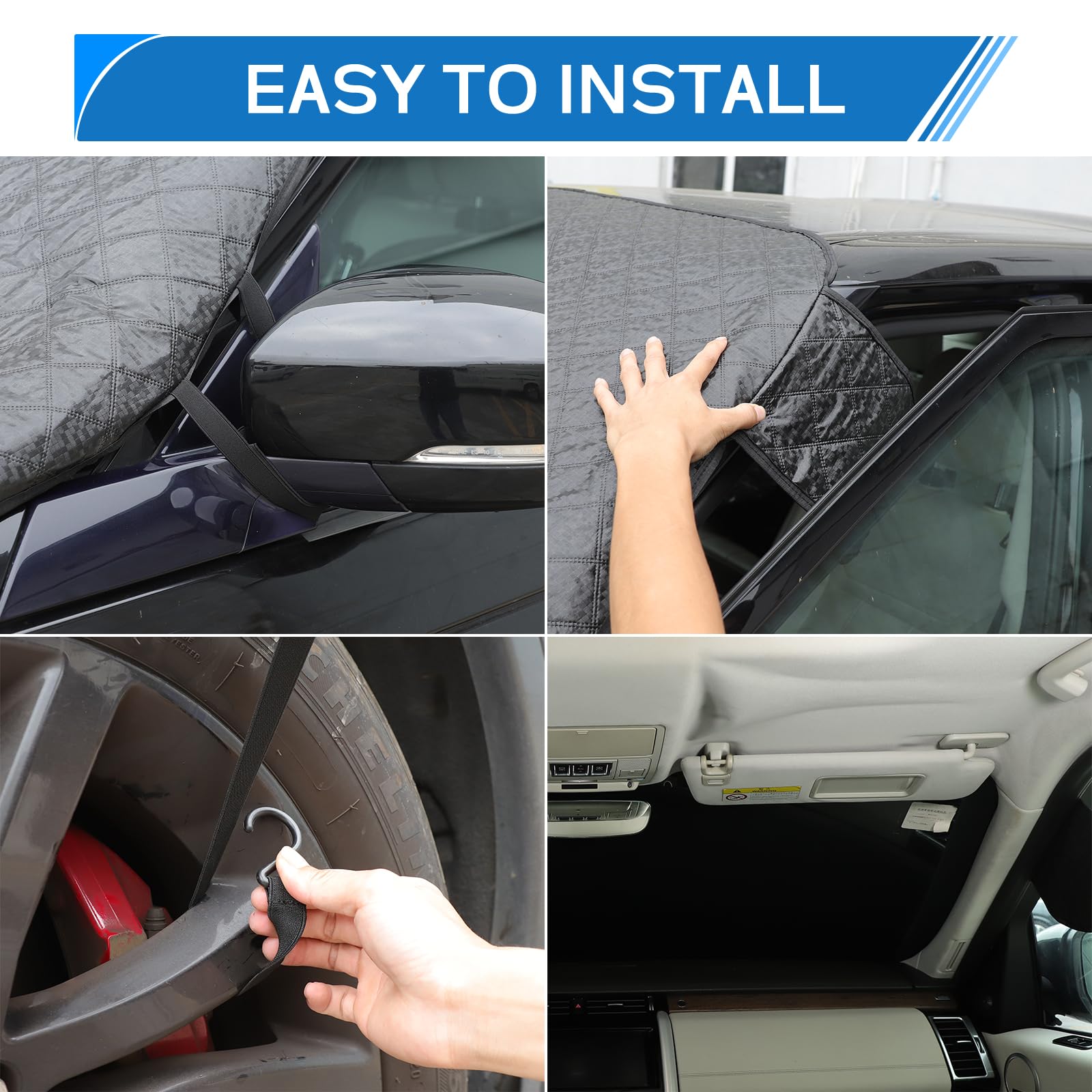 Copertura per parabrezza auto compatibile con Kia Soul 2010-2023 2024 2025+, copertura per parabrezza per ghiaccio e neve, protezione a 4 strati per neve, ghiaccio, UV, tergicristallo e protezione per