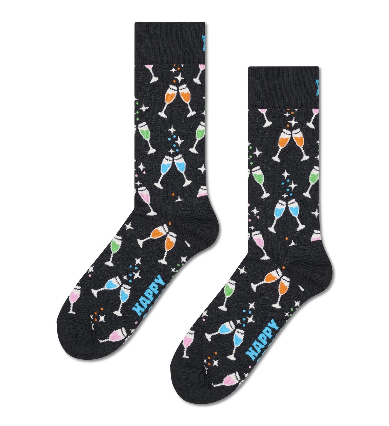Zestaw prezentowy Happy Socks 3-pak na uroczystości, bawełniane skarpetki unisex, czarne, 36-40