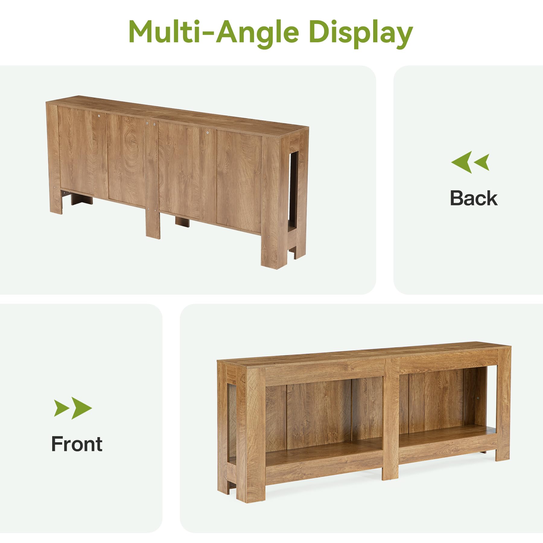 Tribesigns Konsolentisch mit Stauraum 200cm, Landhaus-Stil, Flur Wohnzimmer | Holz, einfache Montage, platzsparend, für hinter Sofa oder Flur, 200 cm breit, Stauraum, rustikales Braun