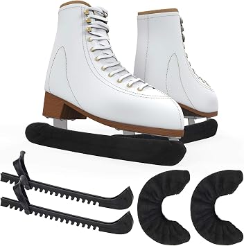COITEK Ice Skate Guards Kit, 2 in 1 - Ice Skating Guards and Skate Blade Covers for Figure Hockey Skates Black, M