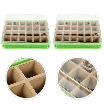 Amazon.co.jp: OUNONA 育苗箱 セルトレイ 種まきポット 緑 透明