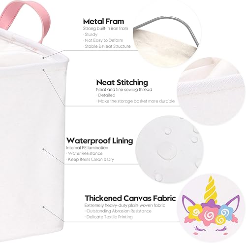 Miniatura 10 de Hinwo Paquete de 3 cubos organizadores cúbicos, cestas de almacenamiento de tela de lona con asas, contenedores de almacenamiento cuadrados de