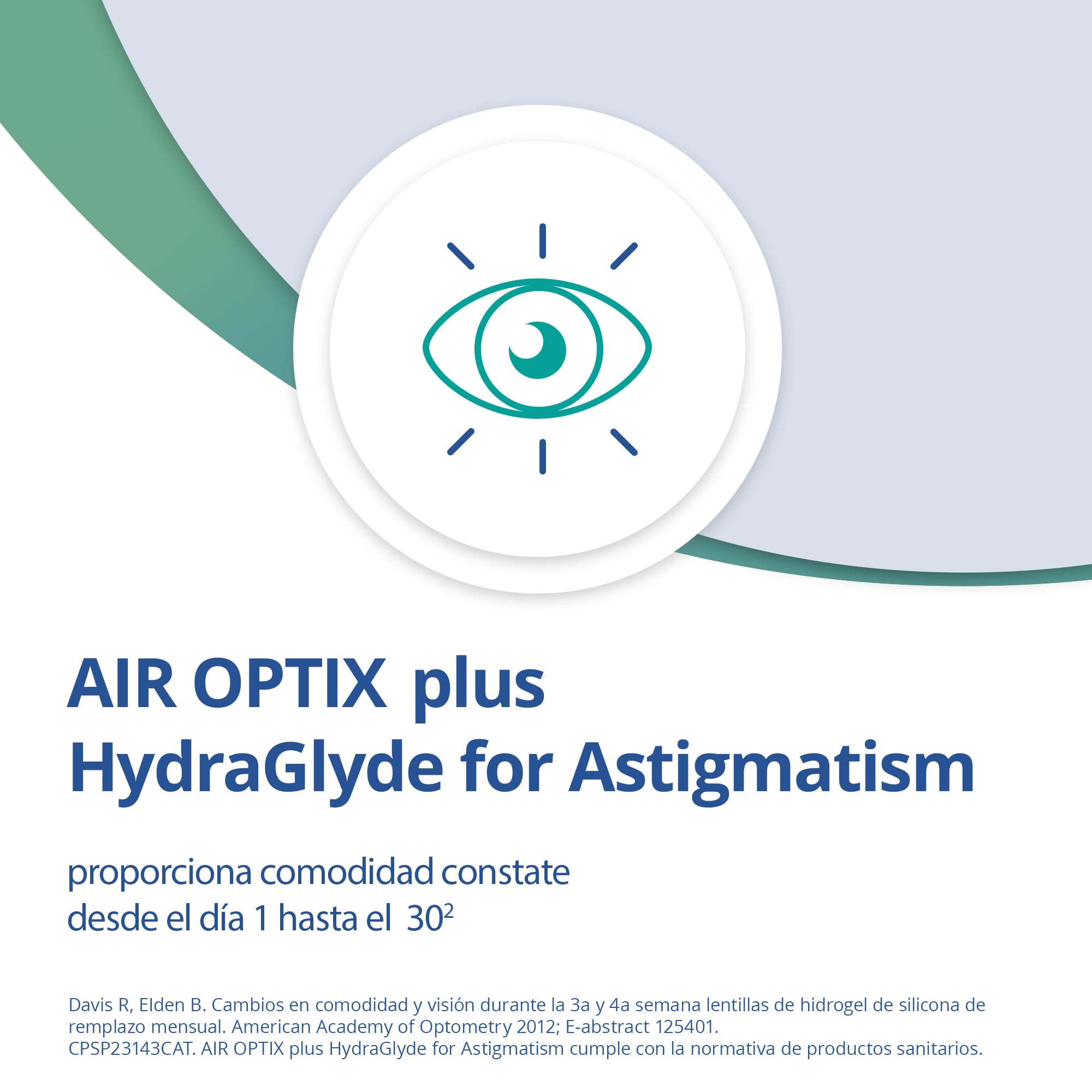 Air Optix plus HydraGlyde for Astigmatism Lentes de contacto tóricas de reemplazo mensual, Pack de 6, R 8.7 mm, D 14.5 mm, cilindro -0.75, eje 150, -6.5 Diopt