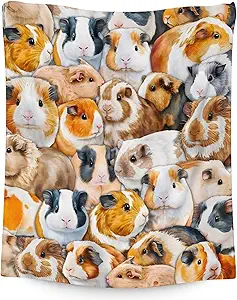 Guinea Pig Blanket Gifts - 50x60 Inches Cute Throw for Girls & Boys - Brown Soft Fuzzy Blankets for Bed, Couch & Living Room