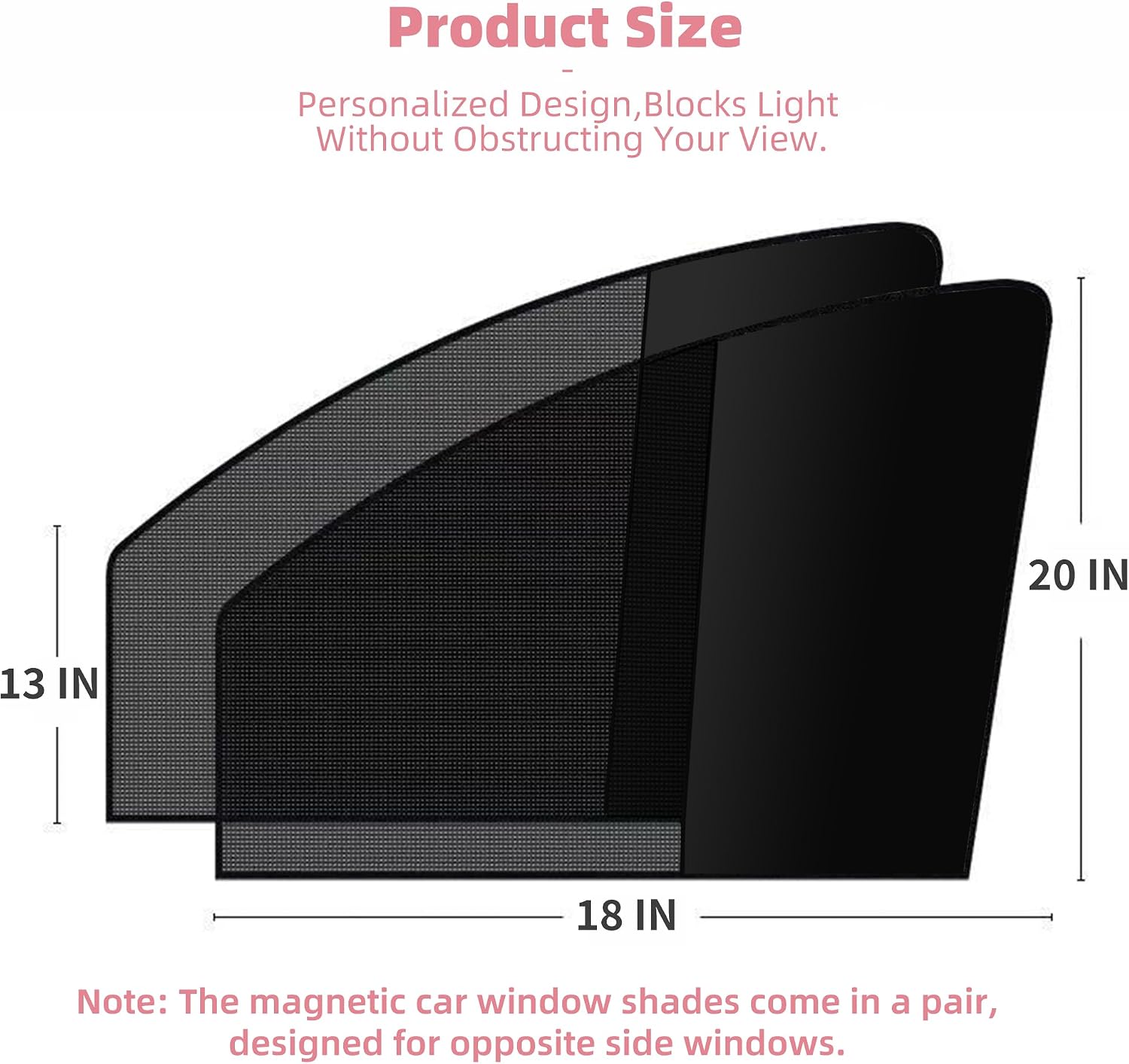 Magnetic Car Front Side Window Shade (2 Pcs) - Semi-Blackout & Mesh Design, Easy Install for Baby, Pets & Car Owners, UV & Heat Protection, Universal Fit, Durable & Reusable image 3