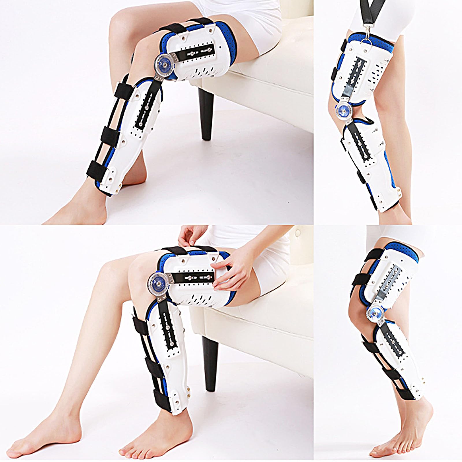 Rodillera Con Bisagras Rom Ajustable, Con Estabilizadores Laterales Para Las Piernas, Ortesis Inmovilizadora De Soporte De Rodilla Posoperatoria Para Mujeres, Dolor De,knees-L