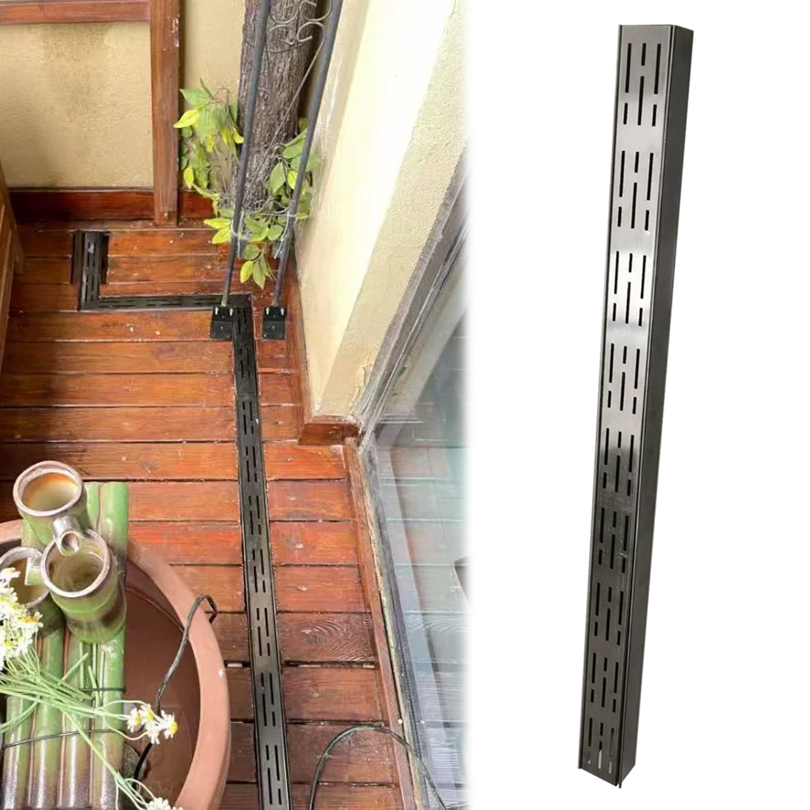 Caniveau de drainage en inox 10x5 cm robuste pour évacuation d'eau terrasse et patio