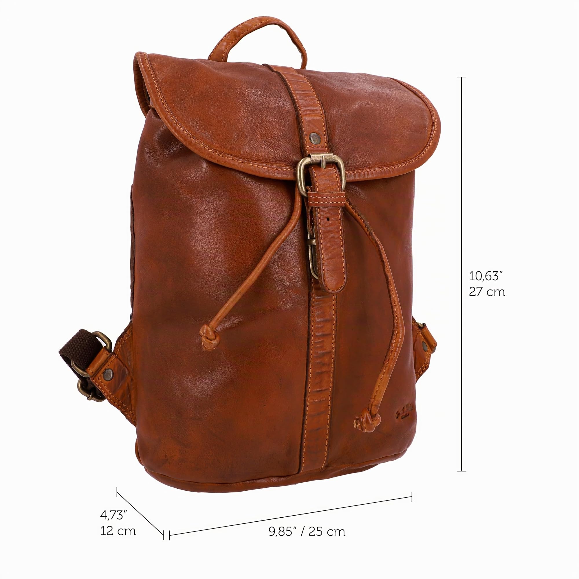 Gusti Bennett Rucksack Laptoptasche Cityrucksack Lederrucksack Aktentasche Damen Herren Braun Leder 12L