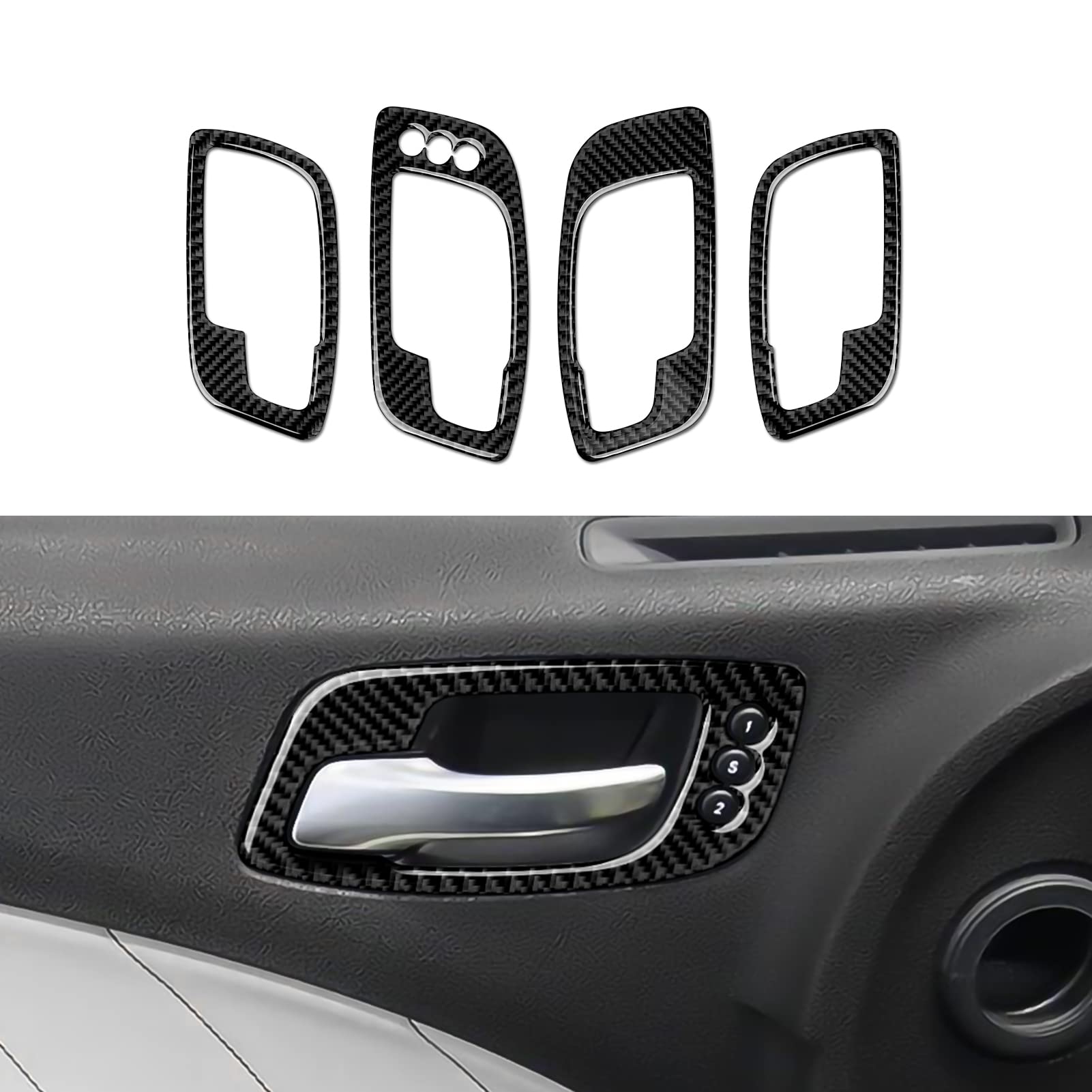 Car Inner Door Handle Bowl Decals for 2011-2023 Dodge Charger/Chrysler 300 Accessories Carbon Fiber Interior Stickers (with Memory Seat)