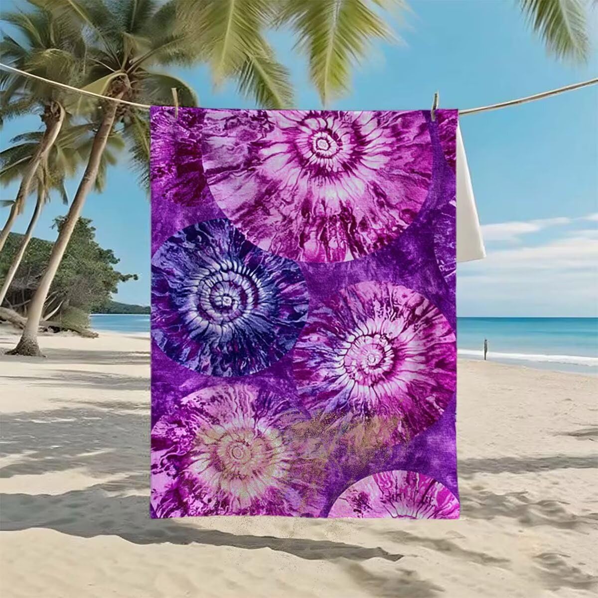 Telo Mare XXL 220x100cm/35x70cm, 2 Set Telo Mare Microfibra Viola Asciugamano Palestra Uomo, Antisabbia, Leggero, Asciugatura Rapida, Teli da Spiaggia Grandi Accessori per Camping Natation Yoga J-42