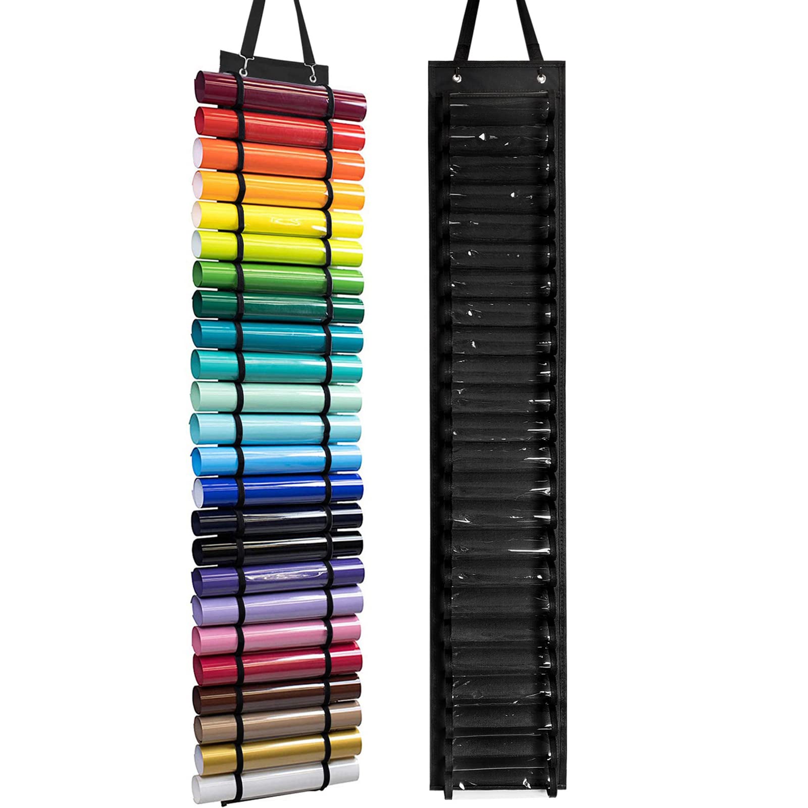 NEWFT Roll Holder Storage Organizer with 24/48 Roll Compartments for Door for Large Rolls Door/Closet Storage Rack
