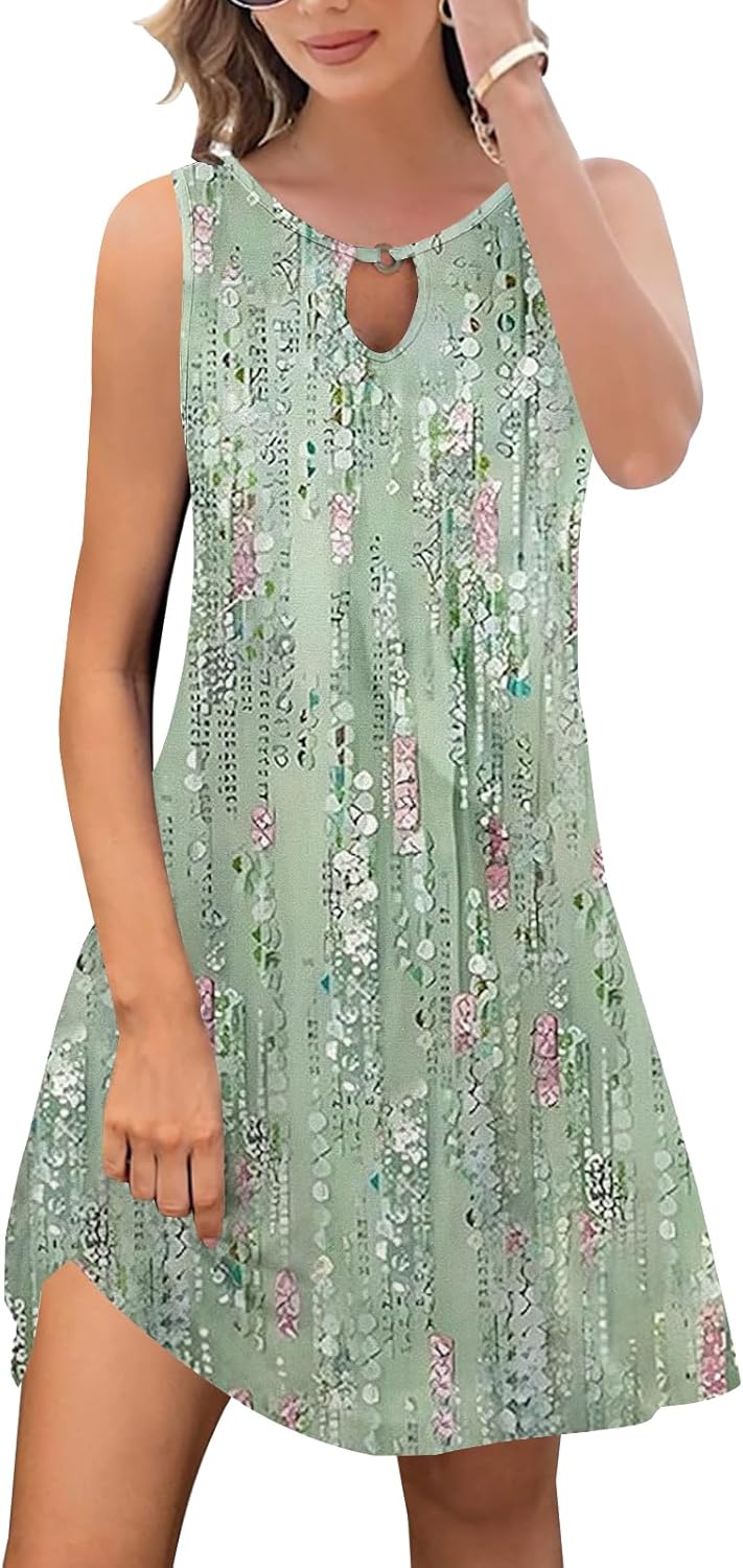 ETCYY Summer Dresses for Women 2026 Trendy Boho Floral Print Beach Cover Up Casual Spring Sleeveless Sundresses