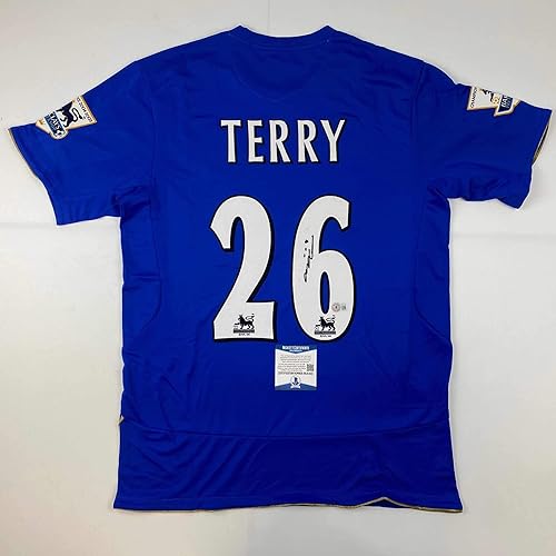 AutographedSigned John Terry Chelsea FC Blue Soccer Futbol Jersey Beckett BAS COA