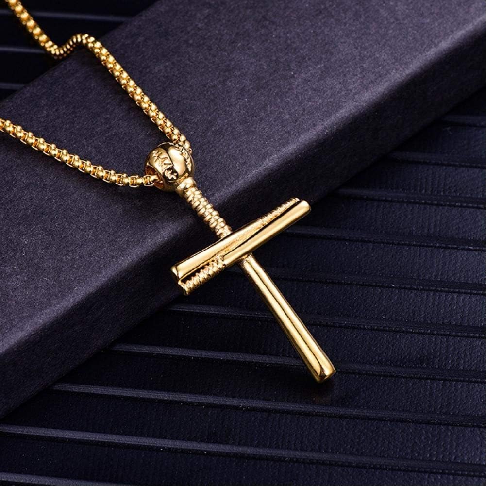 VFDGB Hip Hop Rock Baseball Cross Pendant Necklace Men Male Stainless